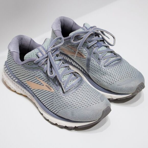 Brooks Adrenaline GTS 20 Gray Periwinkle Purple Women Size 8D Wide - Light Wear - Picture 2 of 14